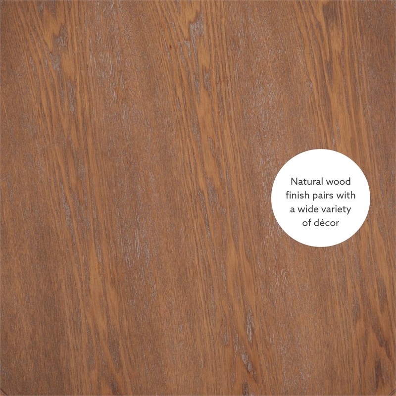 Bowery Hill Set of 2 Round Wood Accent Pedestal Base Tables in Rustic Natural