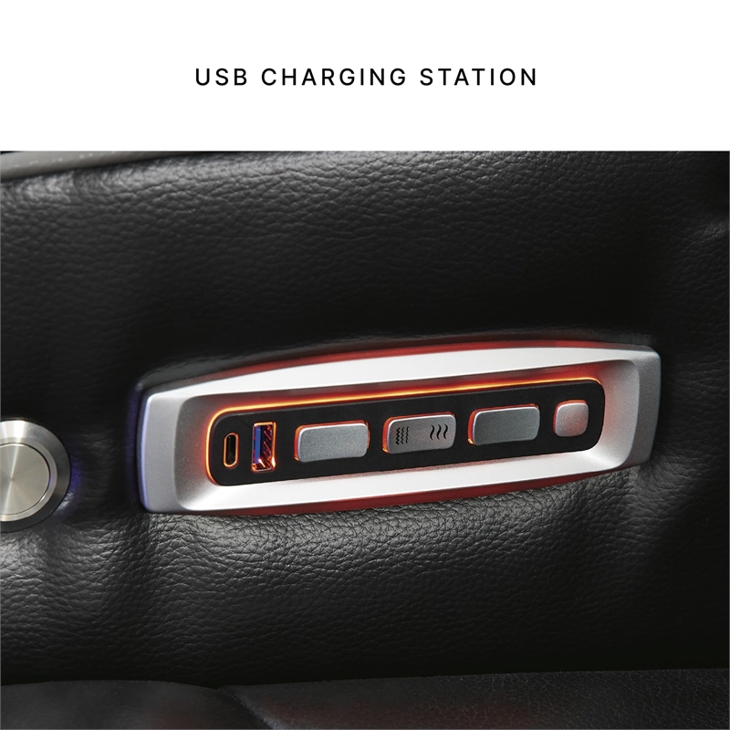 Bowery Hill Contemporary Black Power Reclining Loveseat with Console