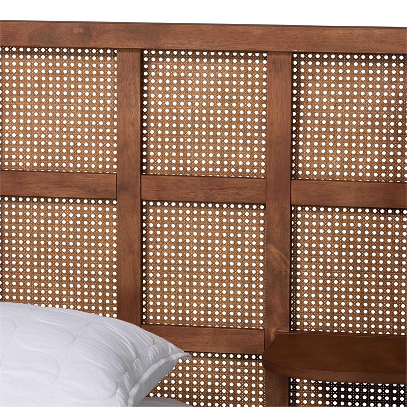 Bowery Hill Mid-Century Brown Wood Queen Size Wingback Platform Bed