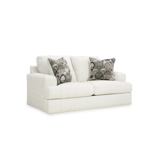 Bowery Hill Contemporary Linen Loveseat with Decorative Accent Pillows
