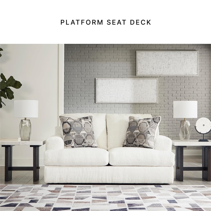 Bowery Hill Contemporary Linen Loveseat with Decorative Accent Pillows