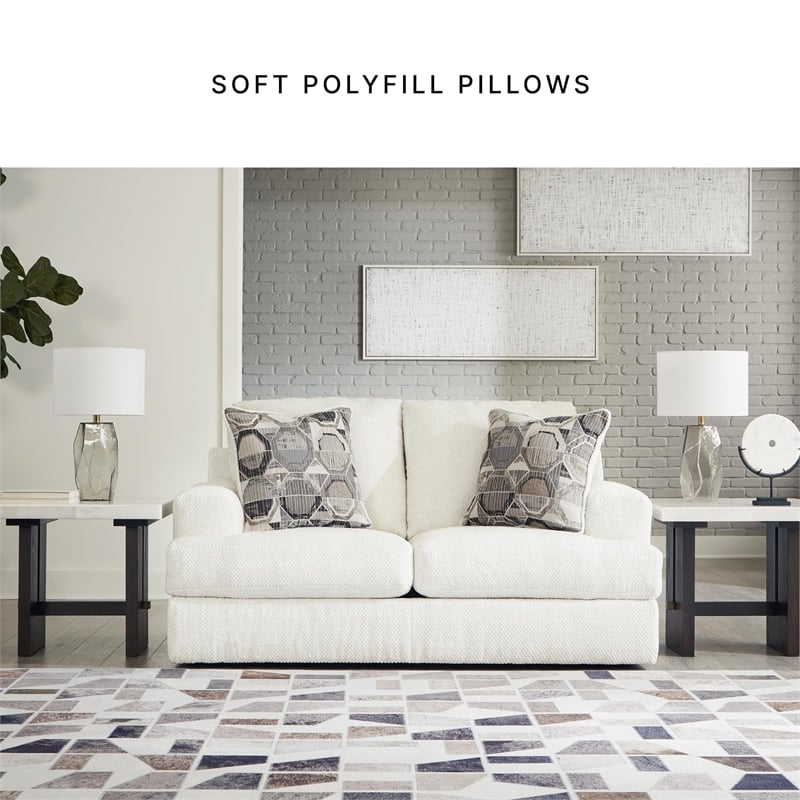 Bowery Hill Contemporary Linen Loveseat with Decorative Accent Pillows