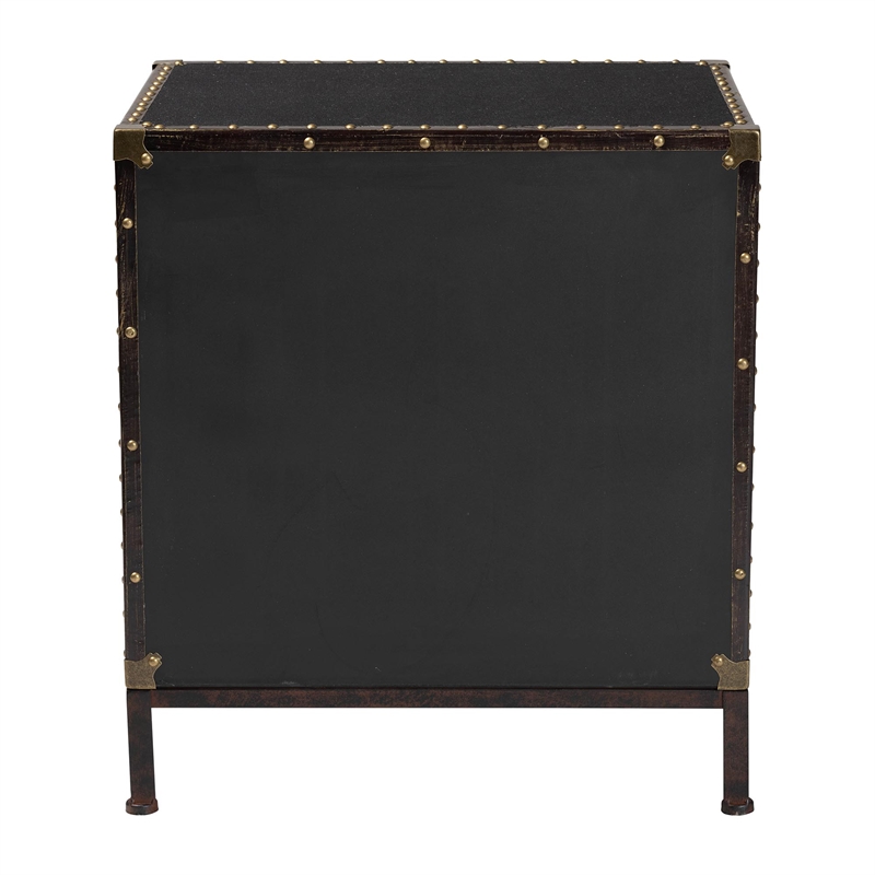 Bowery Hill Modern Vintage Black Canvas 2-Drawer End Table Trunk