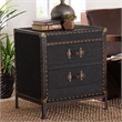 Bowery Hill Modern Vintage Black Canvas 2-Drawer End Table Trunk