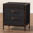 Bowery Hill Modern Vintage Black Canvas 2-Drawer End Table Trunk