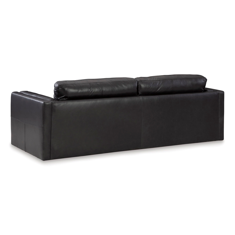 Bowery Hill Modern Corner-blocked Frame Leather Sofa I Black