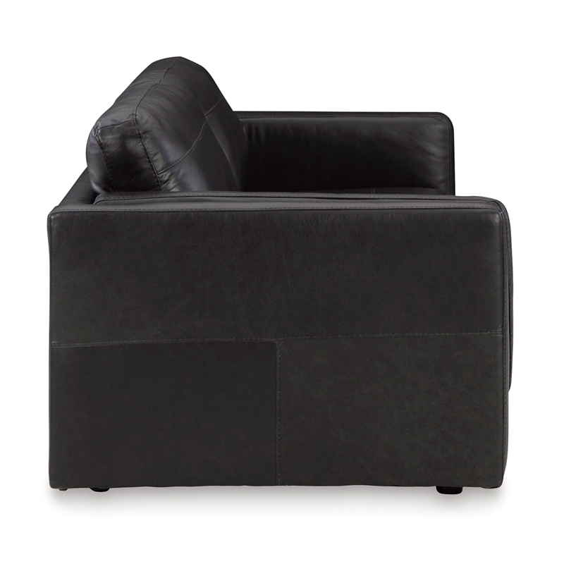 Bowery Hill Modern Corner-blocked Frame Leather Sofa I Black
