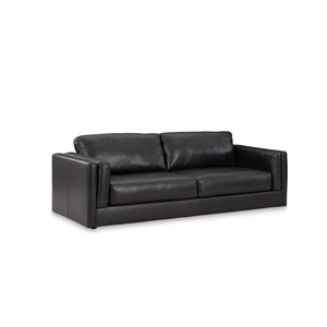 Bowery Hill Modern Corner-blocked Frame Leather Sofa I Black
