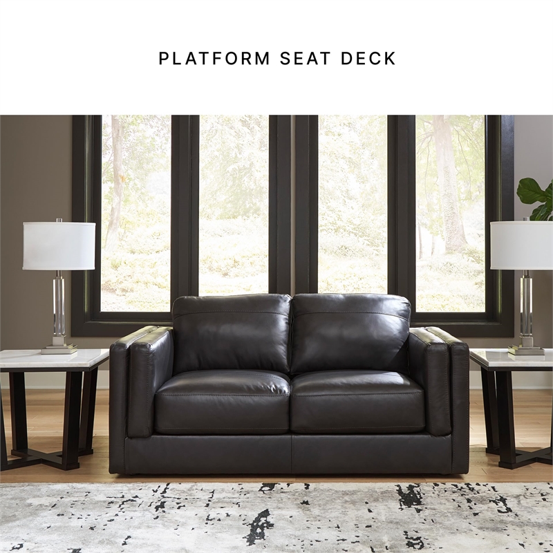 Bowery Hill Contemporary Corner-blocked Frame Leather Loveseat