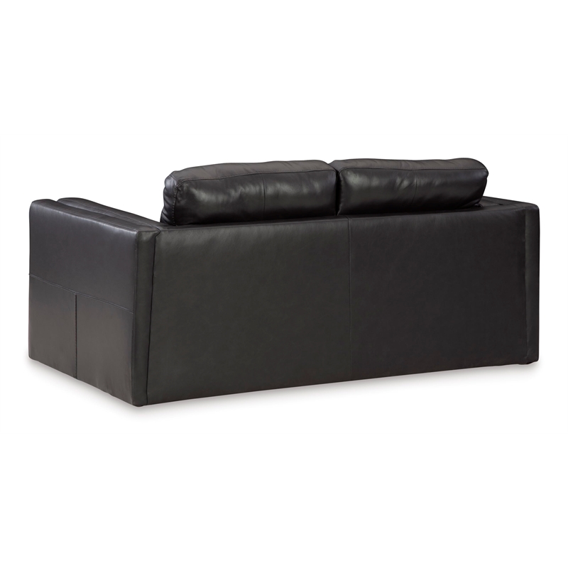 Bowery Hill Contemporary Corner-blocked Frame Leather Loveseat