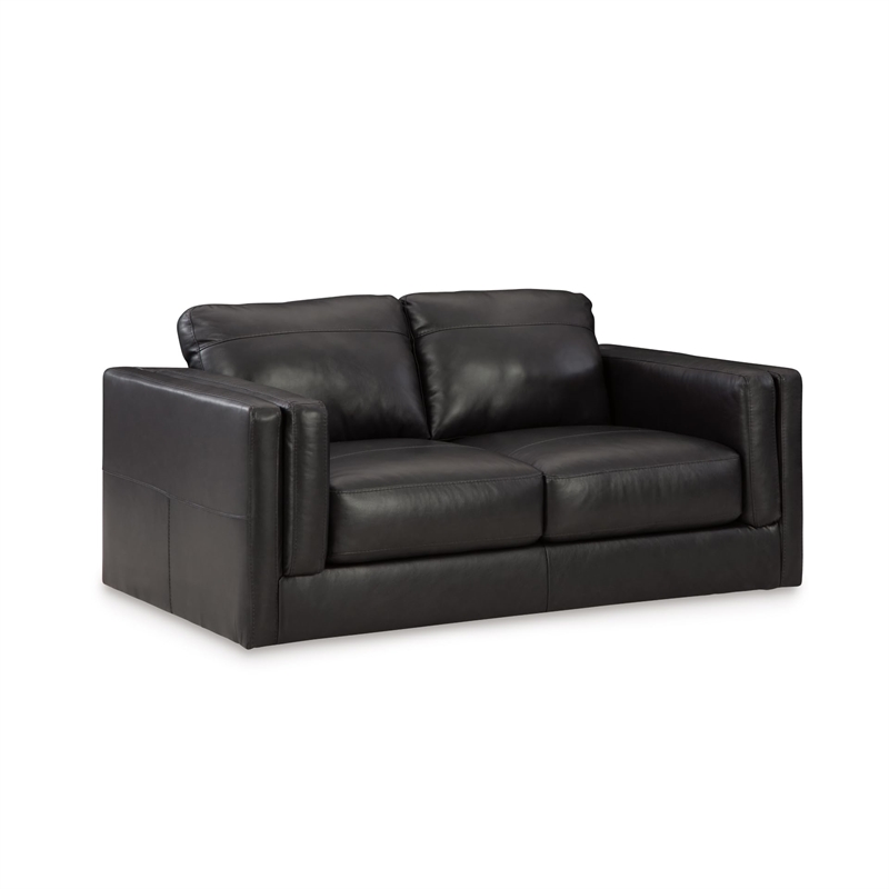 Bowery Hill Contemporary Corner-blocked Frame Leather Loveseat