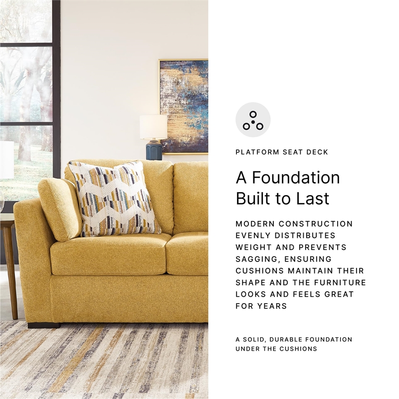 Bowery Hill Contemporary Corner-blocked Frame Polyester Yellow Sofa