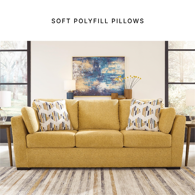 Bowery Hill Contemporary Corner-blocked Frame Polyester Yellow Sofa
