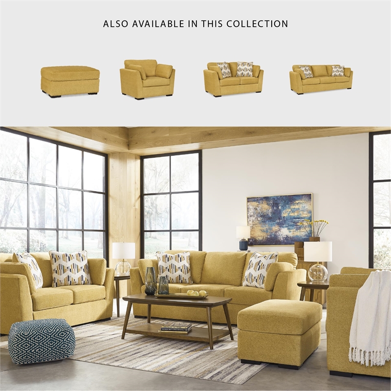 Bowery Hill Contemporary Corner-blocked Frame Polyester Yellow Sofa