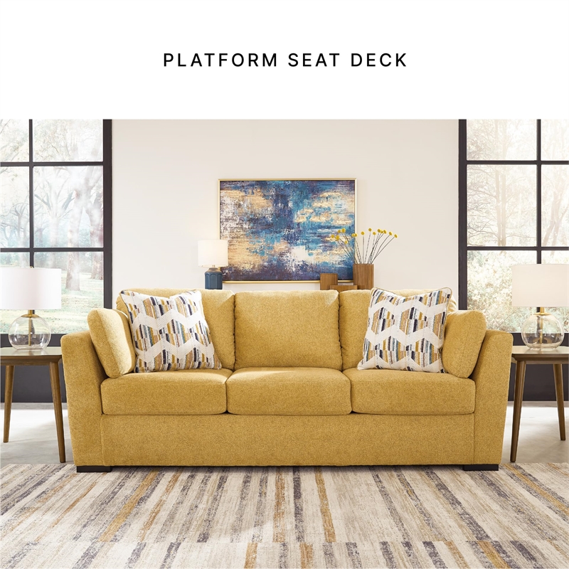 Bowery Hill Contemporary Corner-blocked Frame Polyester Yellow Sofa