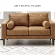 Bowery Hill Contemporary Corner-blocked Frame Faux Leather Caramel Loveseat