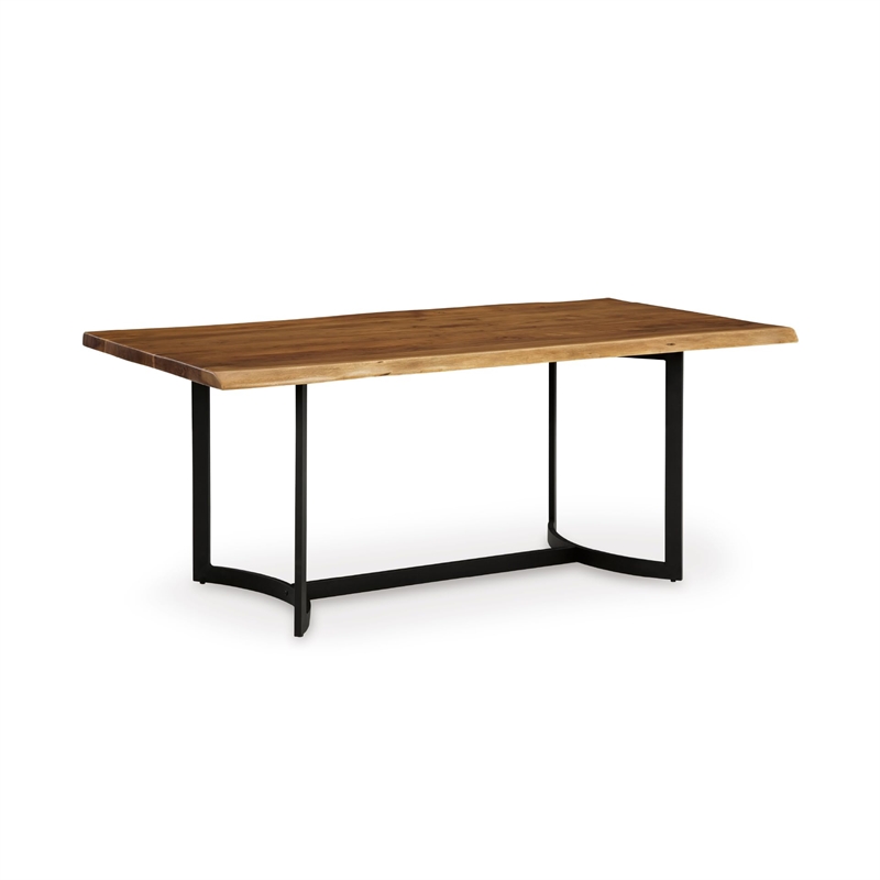 Bowery Hill Contemporary Solid Wood Brown & Black Dining Table