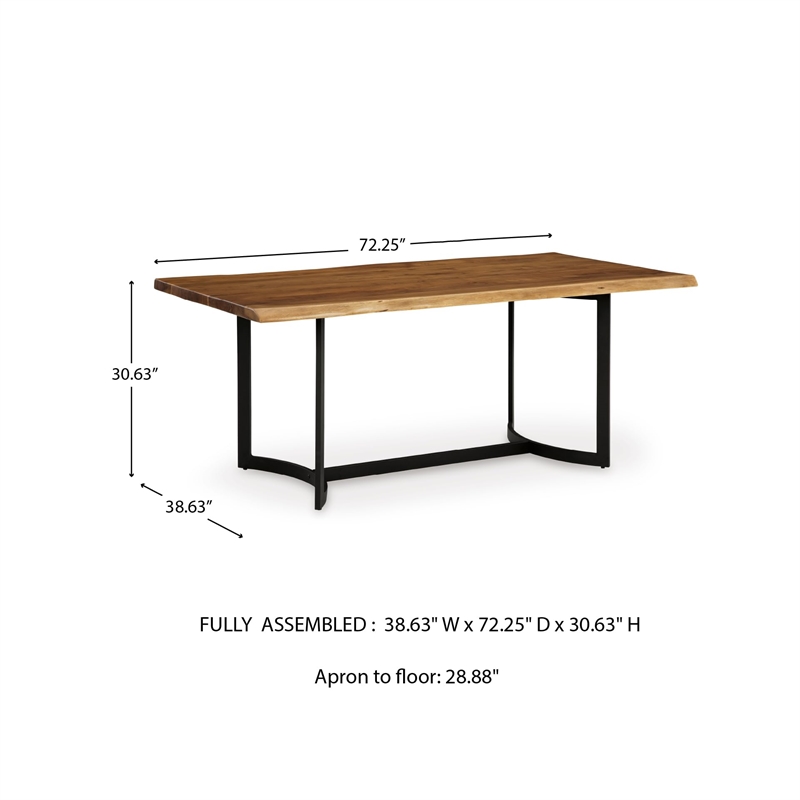 Bowery Hill Contemporary Solid Wood Brown & Black Dining Table