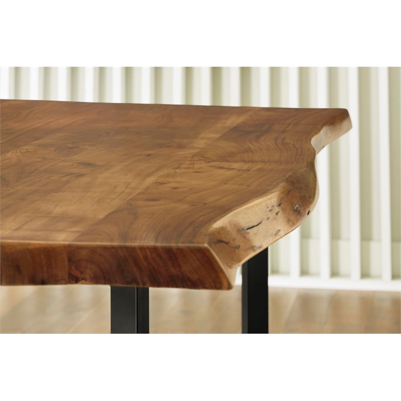Bowery Hill Contemporary Solid Wood Brown & Black Dining Table