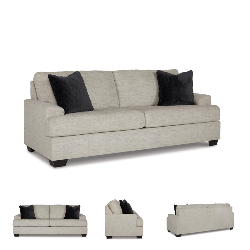 Bowery Hill Contemporary Corner-blocked Frame Polyester Pebble Finish Sofa