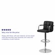 Bowery Hill Metal Quilted Adjustable Bar Stool with Arms in Black