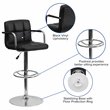 Bowery Hill Metal Quilted Adjustable Bar Stool with Arms in Black