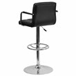 Bowery Hill Metal Quilted Adjustable Bar Stool with Arms in Black