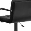 Bowery Hill Metal Quilted Adjustable Bar Stool with Arms in Black