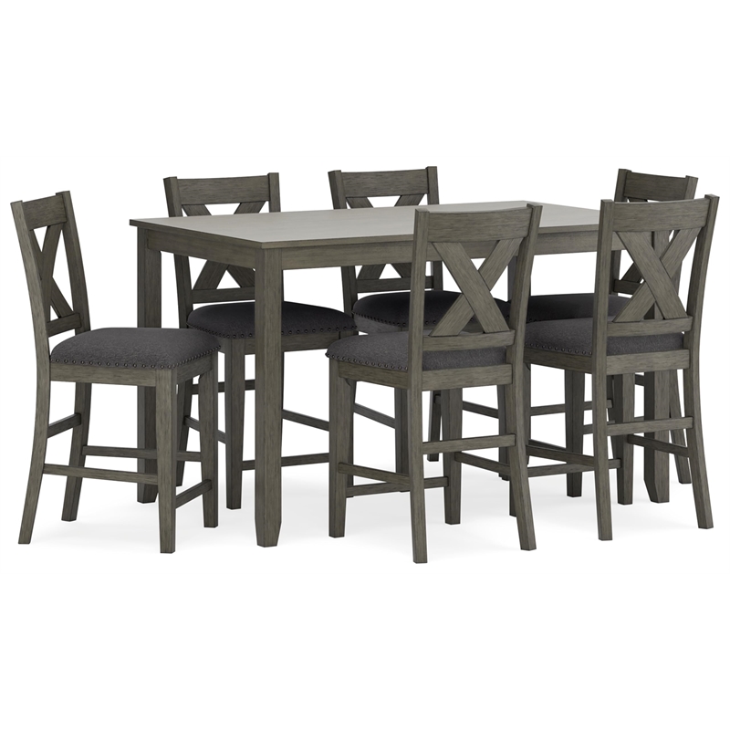 Bowery Hill Hardwood Gray Counter Height Dining Table Rectangular Foam Cushioned Seats 60