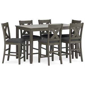 Bowery Hill Traditional Gray Counter Height Dining Table Set - Set of 7