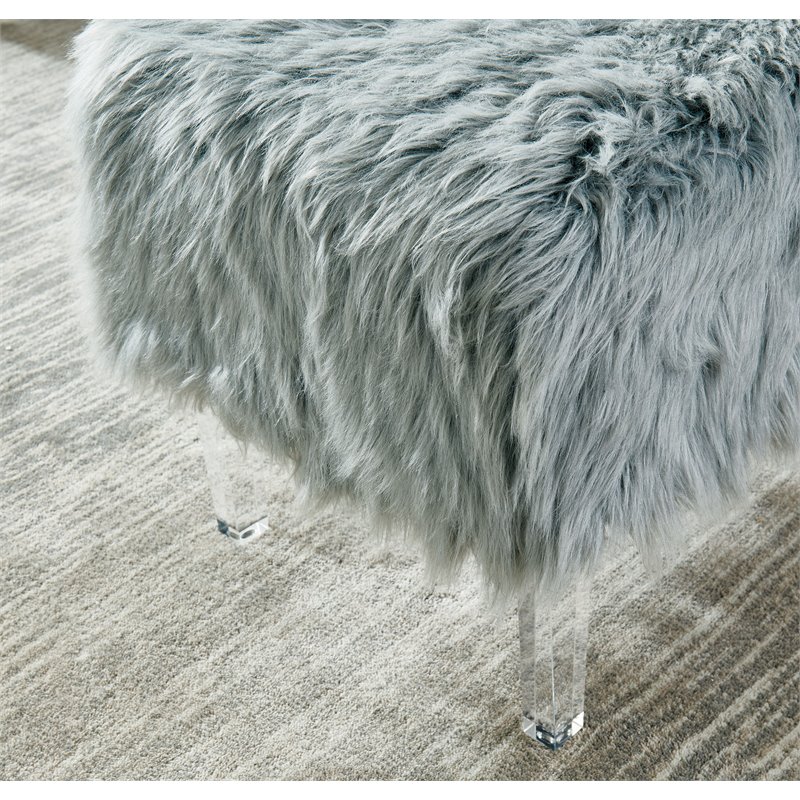 Bowery Hill Modern / Contemporary Fabric Upholstered Ottoman in Gray