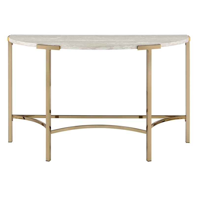 Bowery Hill Modern / Contemporary Metal Sofa Table in Gold Champagne