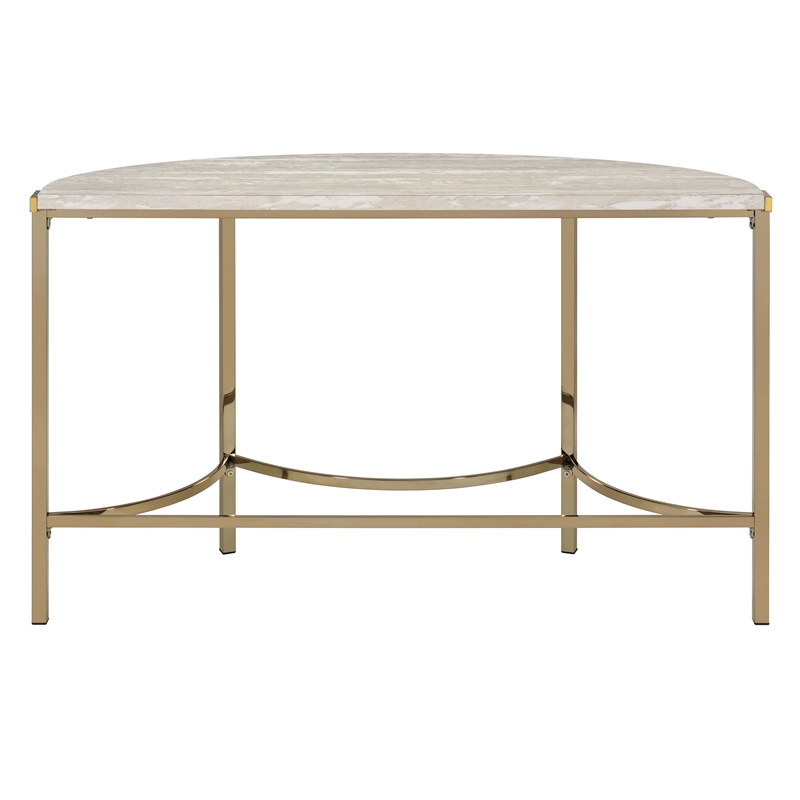 Bowery Hill Modern / Contemporary Metal Sofa Table in Gold Champagne