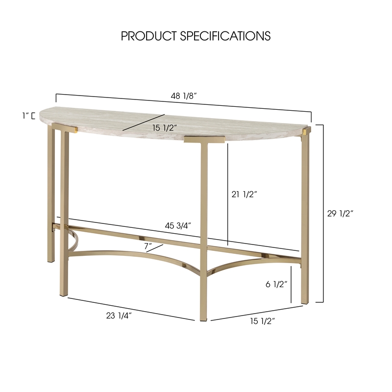 Bowery Hill Modern / Contemporary Metal Sofa Table in Gold Champagne