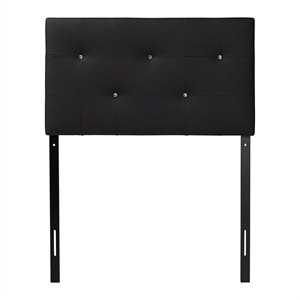 Bowery Hill Faux Leather Upholstered Twin Headboard in Black