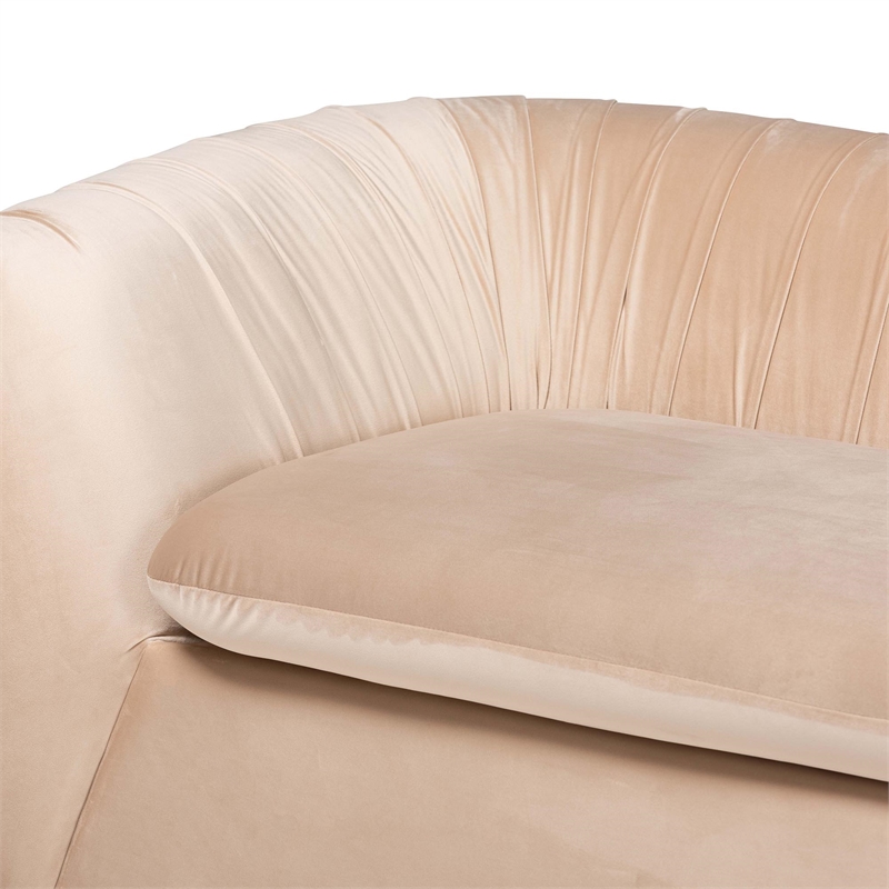 Bowery Hill Glam and Luxe Champagne Beige Velvet Fabric Sofa