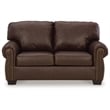 Bowery Hill Traditional Corner-blocked Frame Leather Dark Brown Loveseat