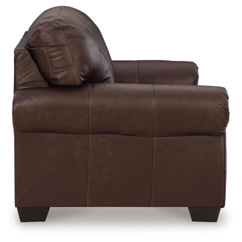 Bowery Hill Traditional Corner-blocked Frame Leather Dark Brown Loveseat