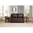 Bowery Hill Traditional Corner-blocked Frame Leather Dark Brown Loveseat