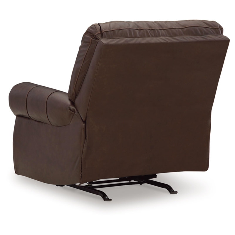 Bowery Hill Traditional Leather Recliner in Dark Brown Finish