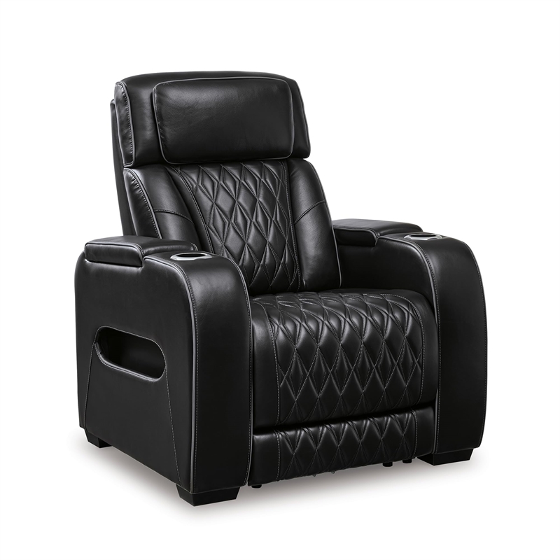 Bowery Hill Modern / Contemporary Leather Black Power Recliner