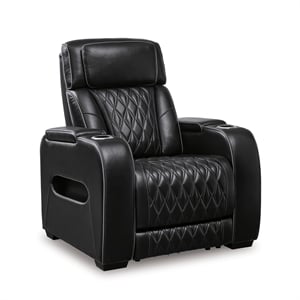 Bowery Hill Modern / Contemporary Leather Black Power Recliner