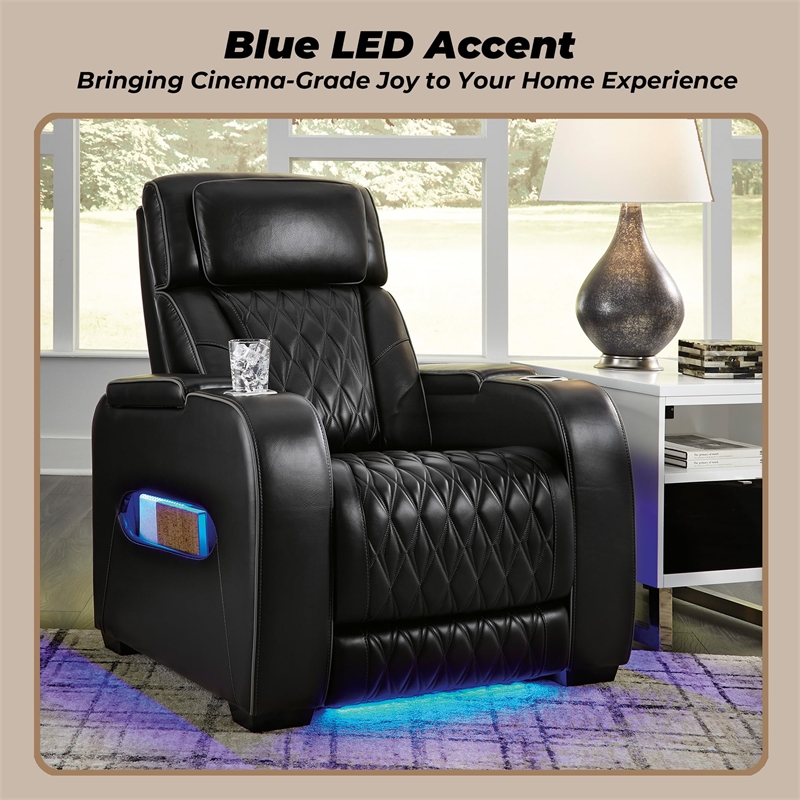 Bowery Hill Modern / Contemporary Leather Black Power Recliner