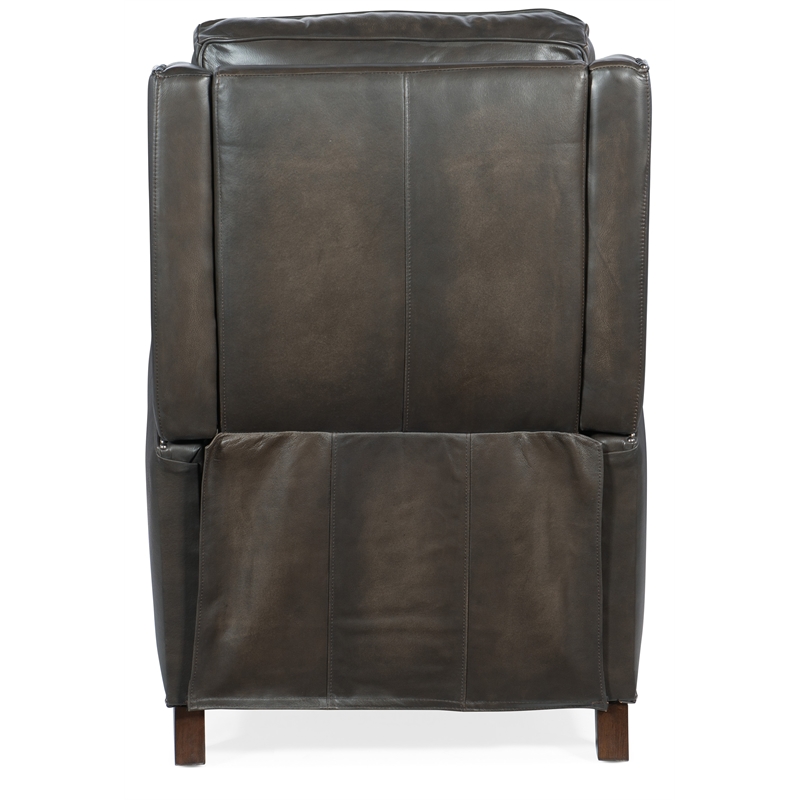 Bowery Hill Traditional Manual Push Back Recliner in Gray Leather