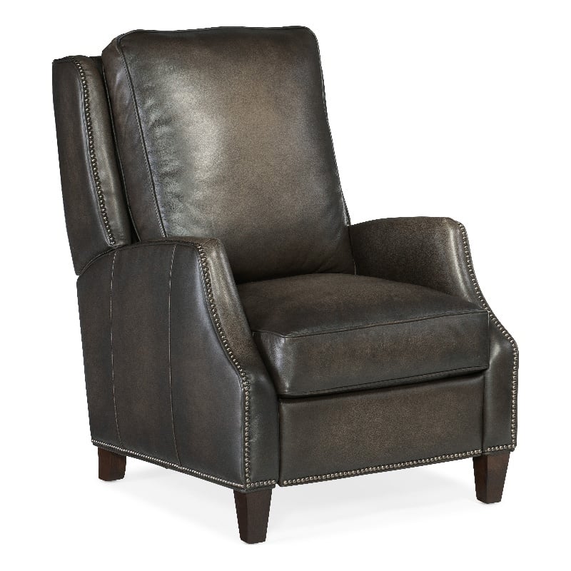 Bowery Hill Traditional Manual Push Back Recliner in Gray Leather