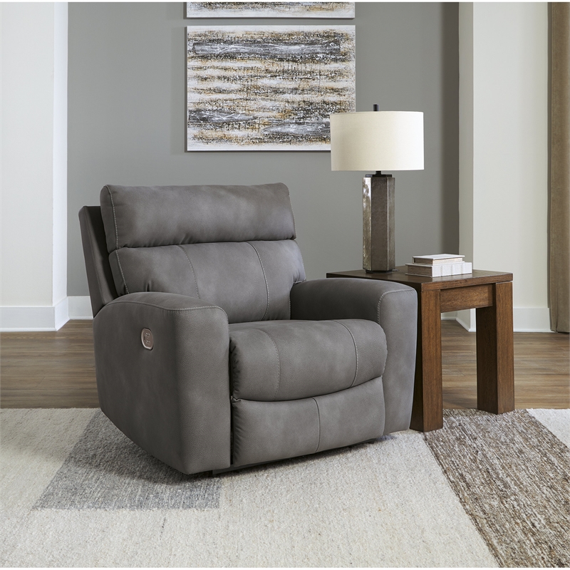 Bowery Hill Modern / Contemporary Faux Leather Slate Power Recliner