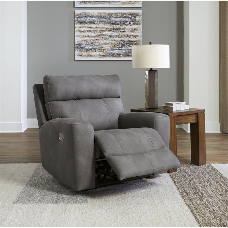 Bowery Hill Modern / Contemporary Faux Leather Slate Power Recliner