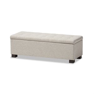 Bowery Hill Contemporary Solid Wood Storage Bench in Beige Finish