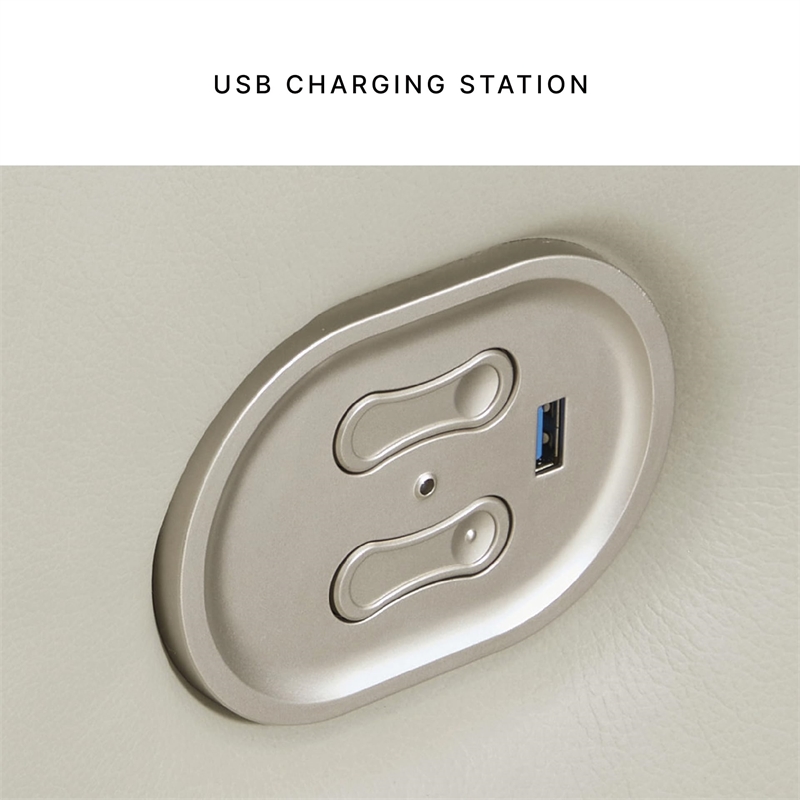 Bowery Hill Contemporary Leather Power Recliner in Light Gray