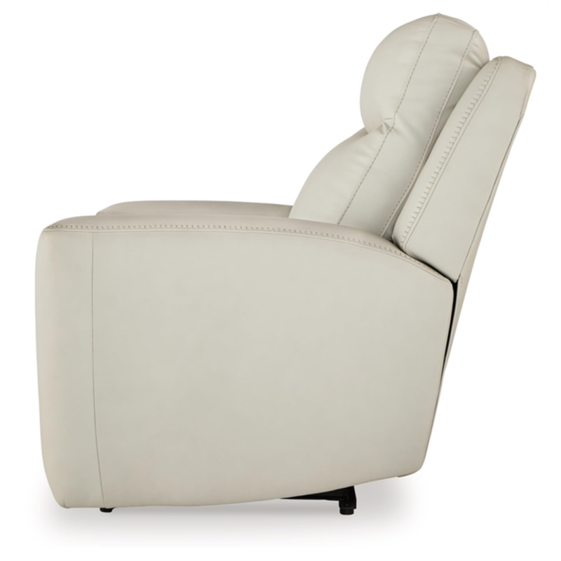 Bowery Hill Contemporary Leather Power Recliner in Light Gray